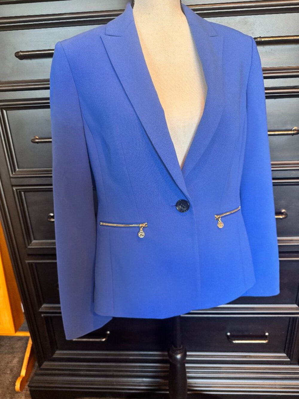 Ann Klein Blue Blazer Jacket Sz 10 Excellent Condition!